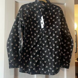 Bar III Black Floral Dress Shirt